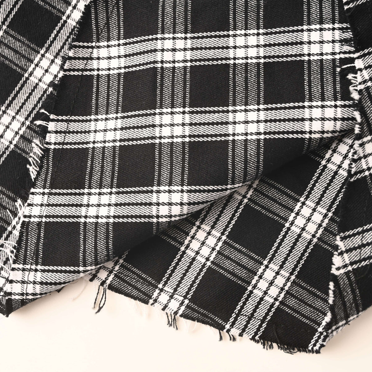 BALENCIAGA Black & White Check Distressed Frayed Long Sleeve Shirt