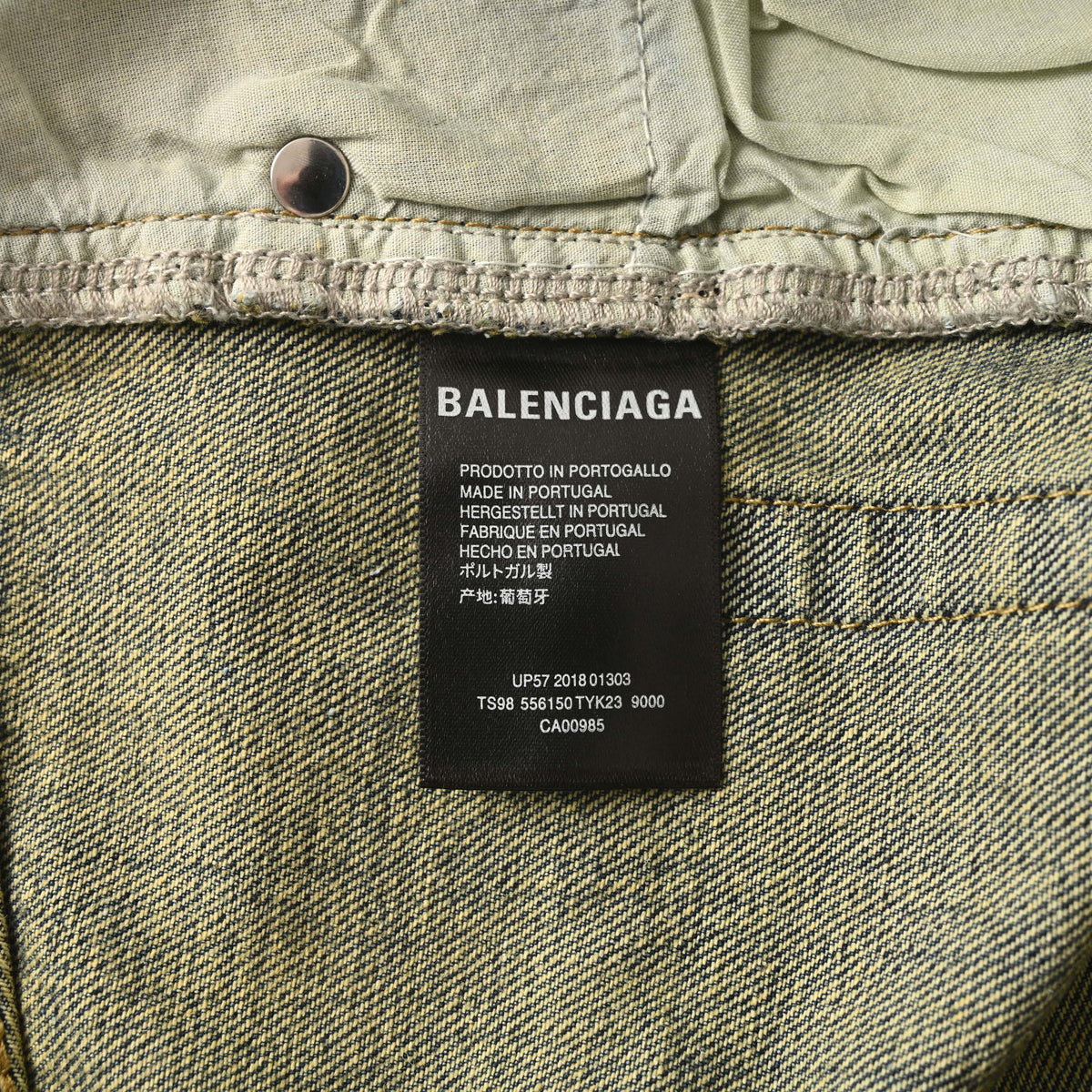 Balenciaga BLCG Hand-Painted Washed Indigo Wide-Leg Jeans