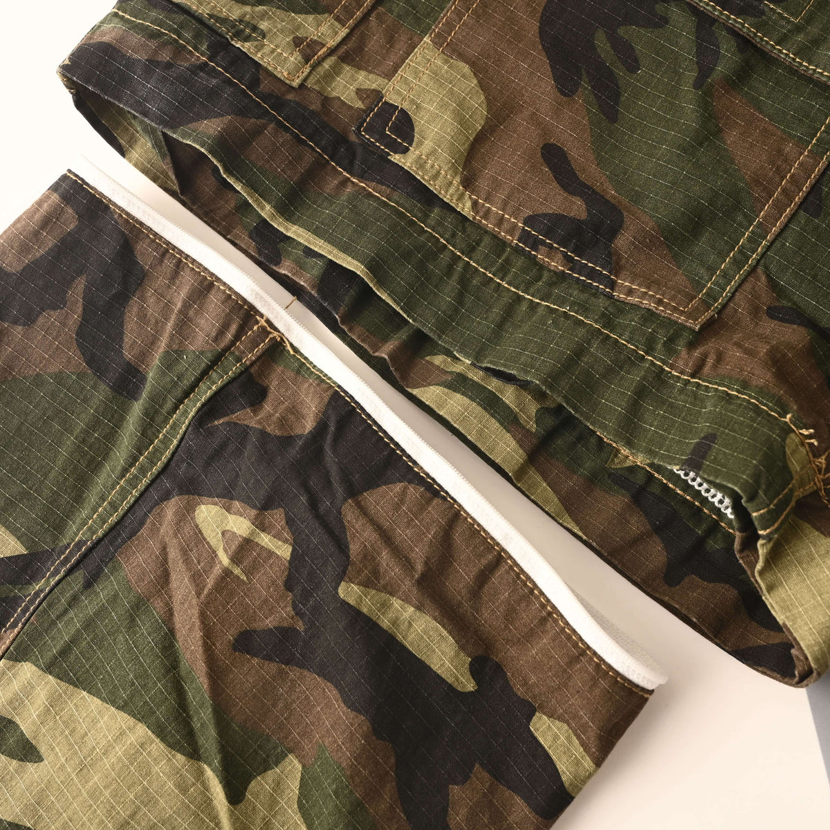 Balenciaga Camo & Denim Panelled Wide-Leg Cargo Pants
