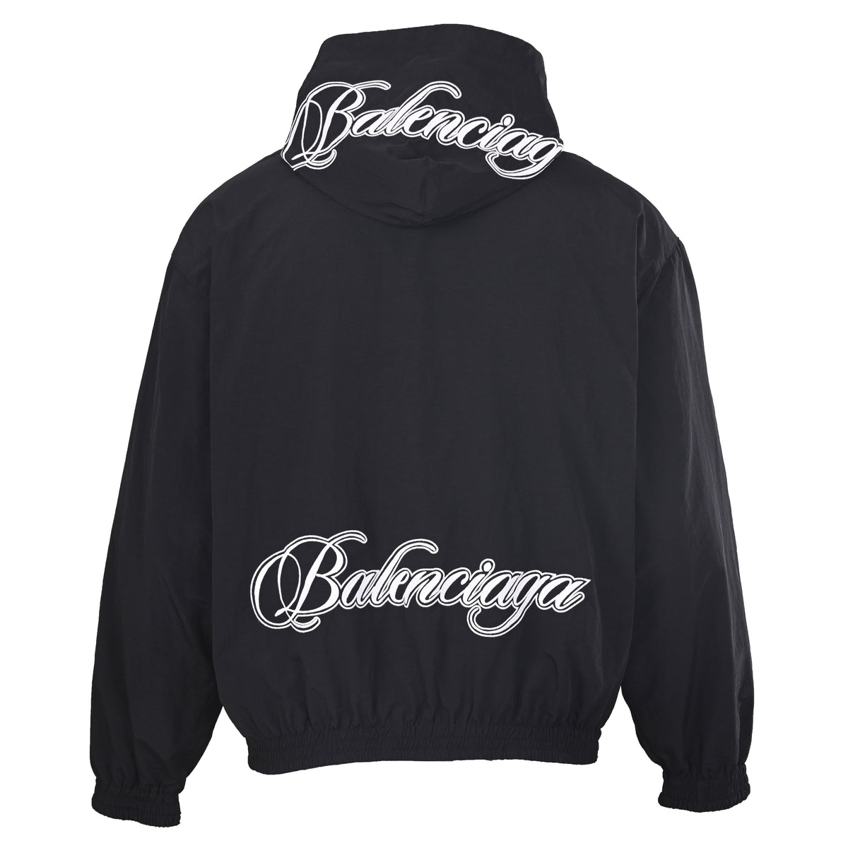BALENCIAGA Reversible Fleece Hooded Jacket with Script Embroidery