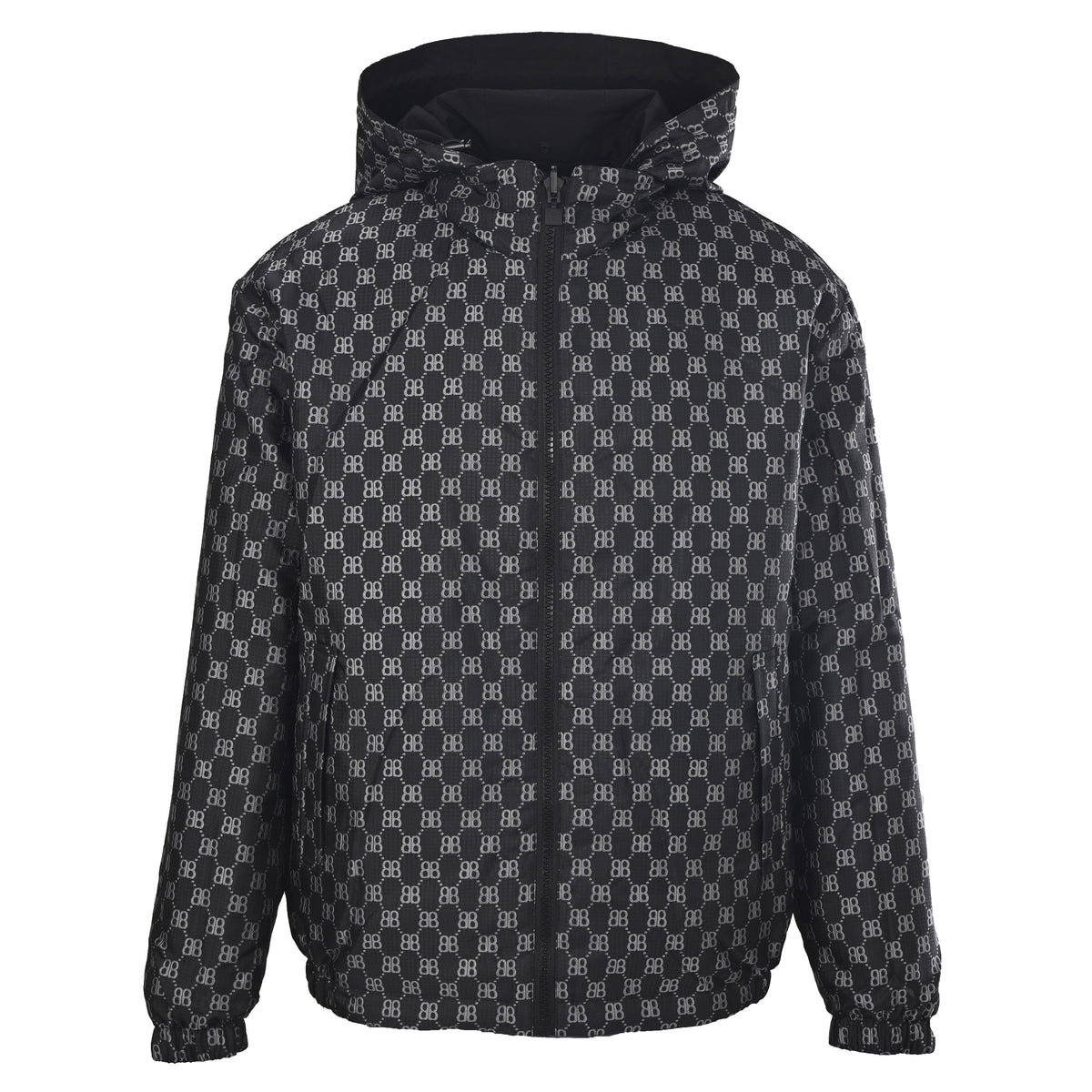 Balenciaga BLCG Double B Monogram Reversible Nylon Hooded Jacket