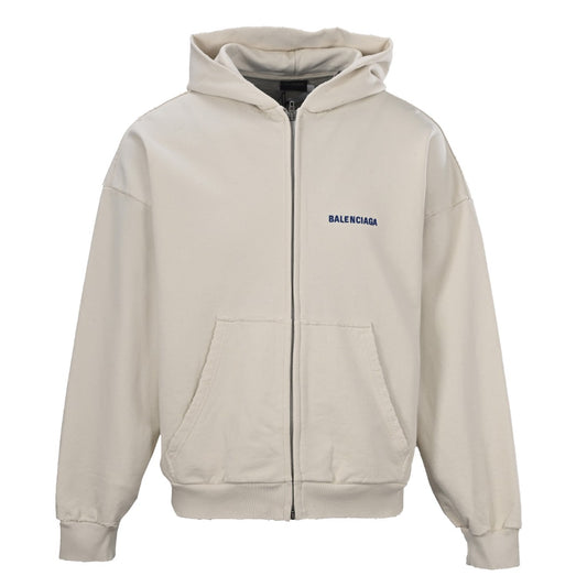 BALENCIAGA Embroidered Lettering Zip-Up Hoodie