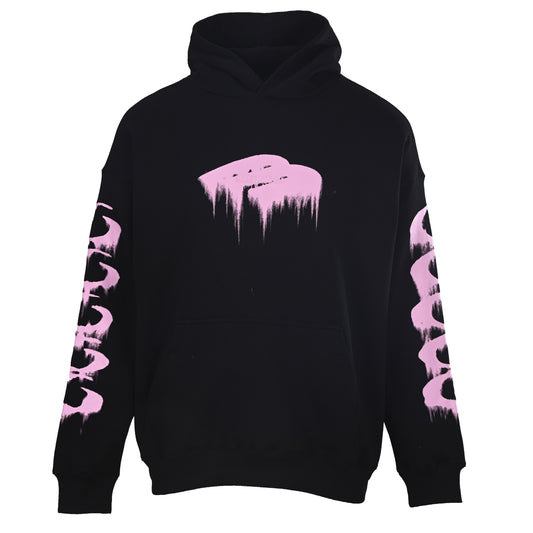Pink 3B Dissolving-Effect Graphic Heavyweight Hoodie
