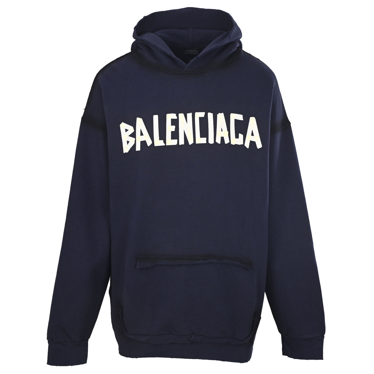 BALENCIAGA Washed Distressed Masking Tape Print Hoodie