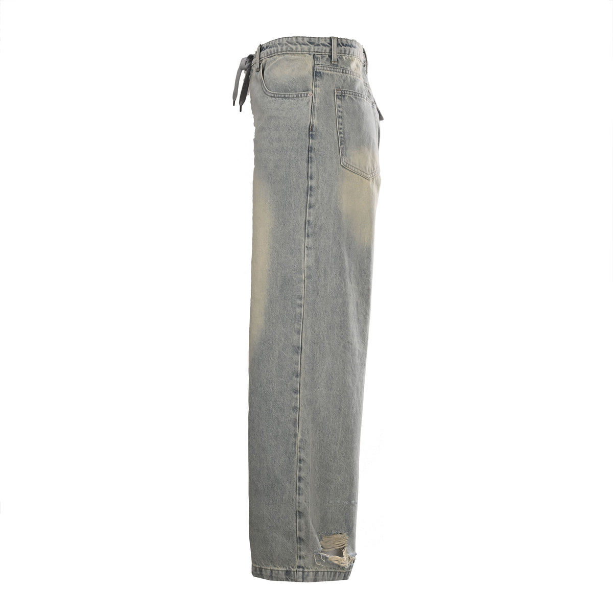 Unisex Camo Patchwork Denim Cargo Pants - Relaxed Fit