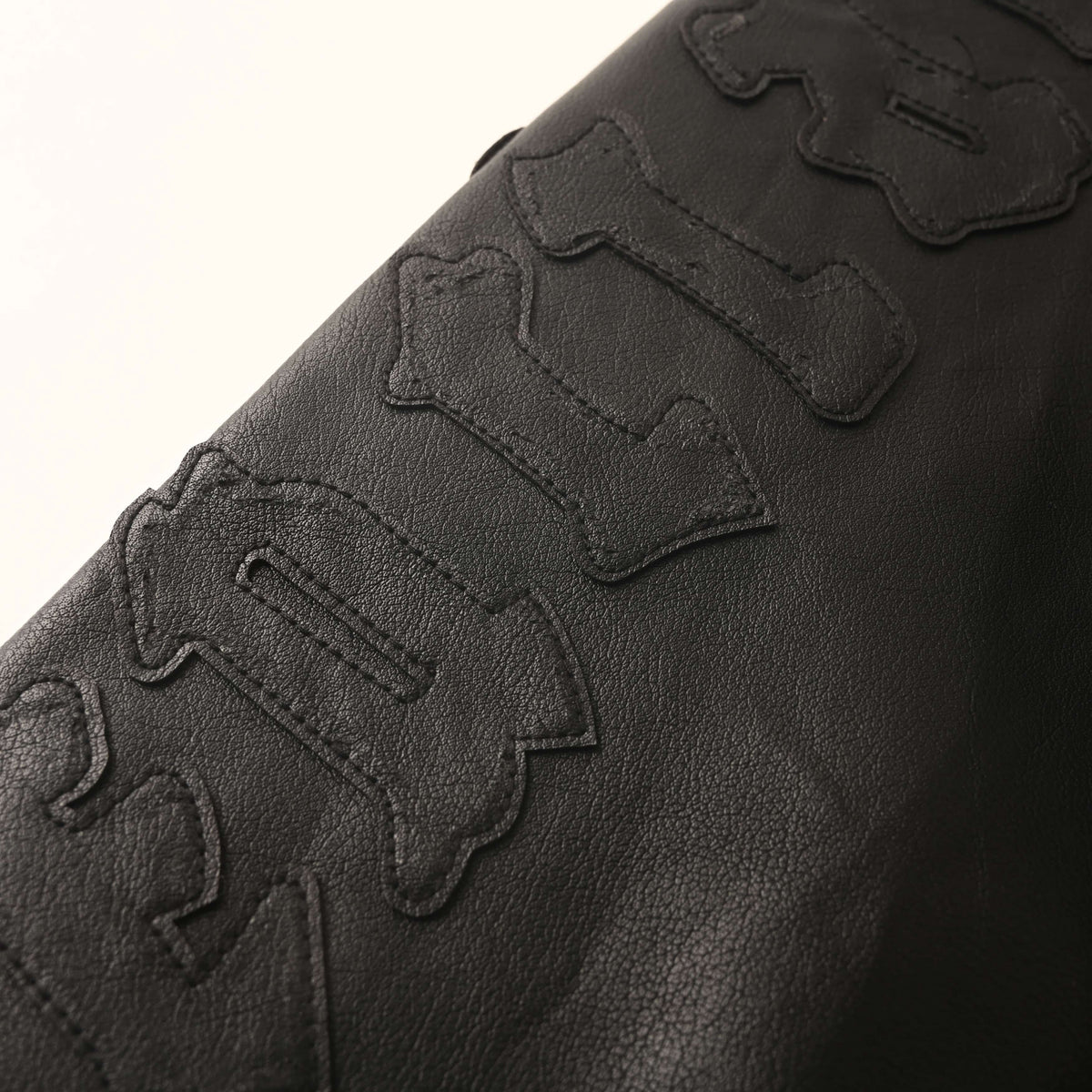 BALENCIAGA Leather Jacket with Sleeve Embroidery