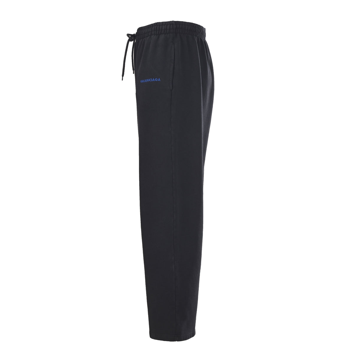 Balenciaga BLCG Washed Black-Blue Embroidered Terry Sweatpants