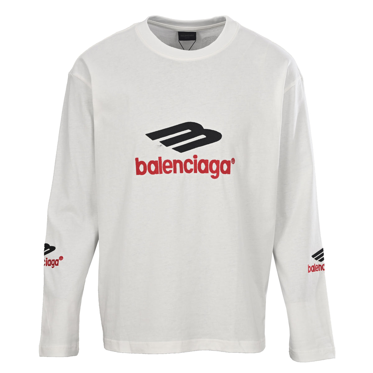 BALENCIAGA 3M Embroidered Lettering Crew Neck Long Sleeve T-Shirt
