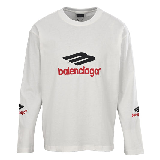 BALENCIAGA 3M Embroidered Lettering Crew Neck Long Sleeve T-Shirt