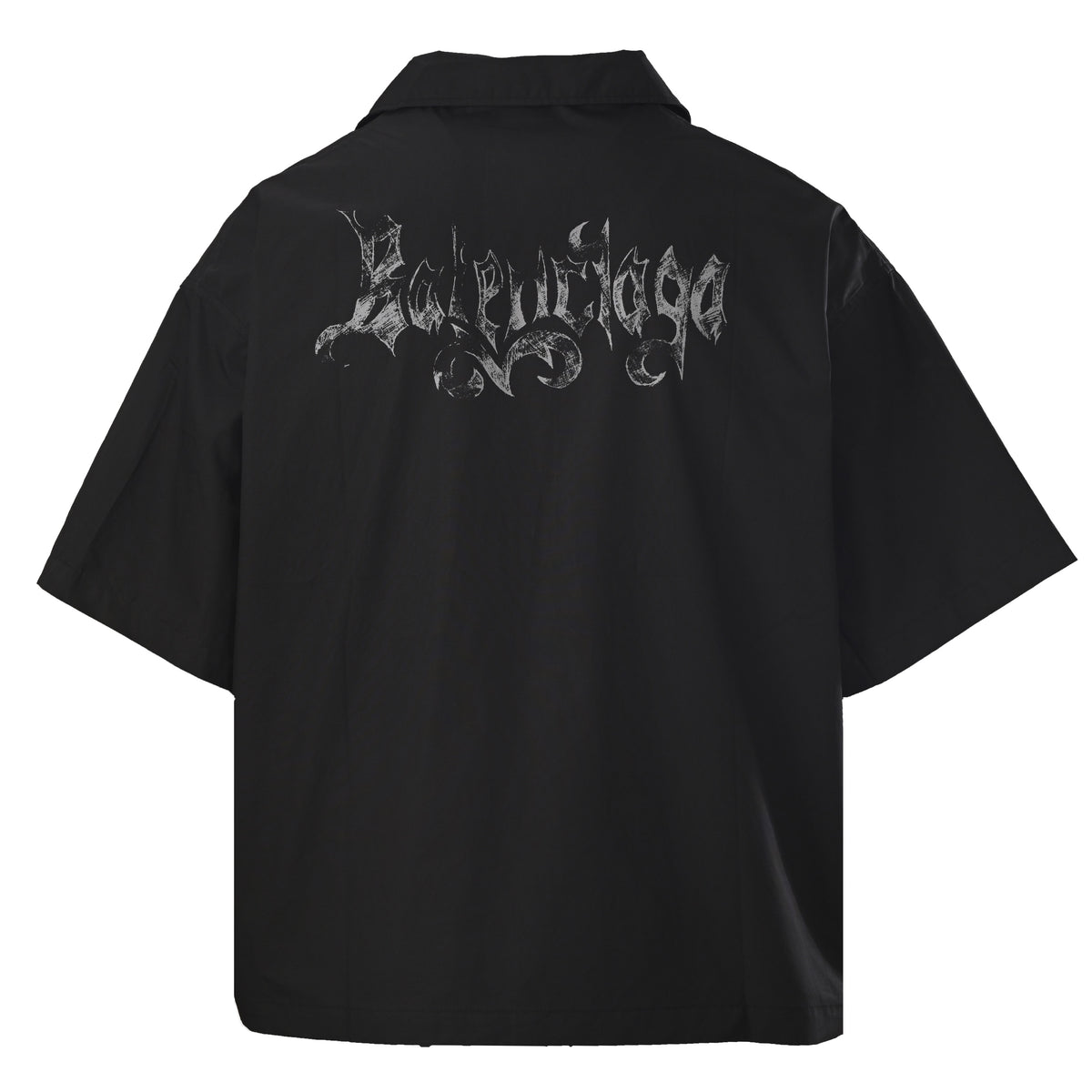 BALENCIAGA Gothic Lettering Print Short Sleeve Shirt