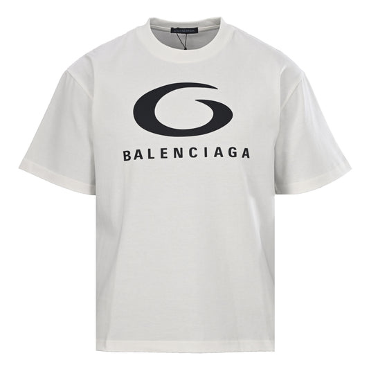 BALENCIAGA Ring Motif Silicone Logo Short Sleeve T-Shirt