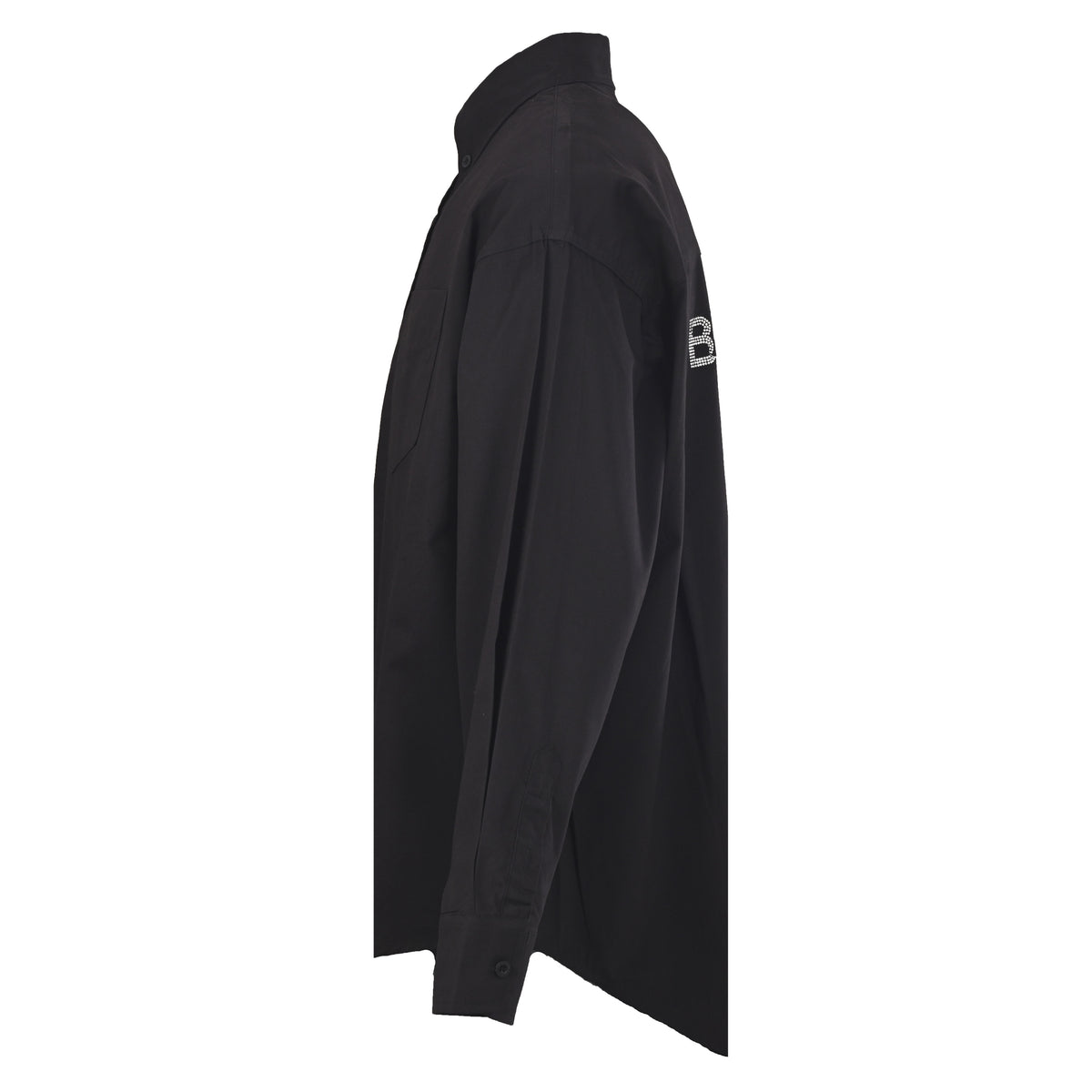BALENCIAGA Back Rhinestone Lettering Long Sleeve Shirt
