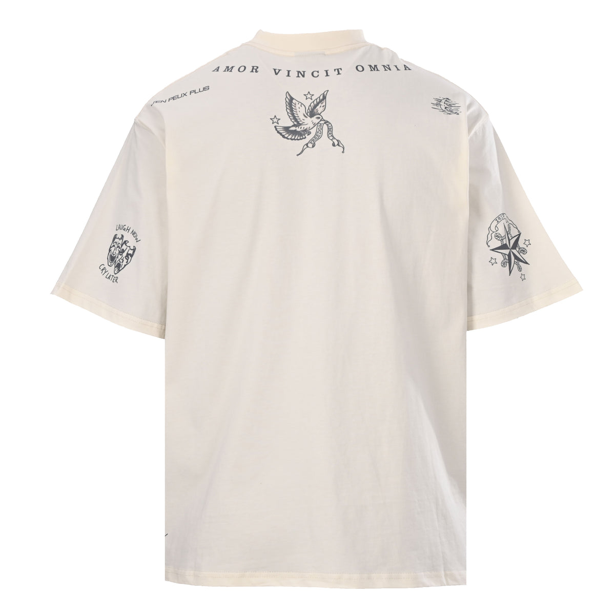 BALENCIAGA Rune Graphic Aged Spray-Effect Short Sleeve T-Shirt
