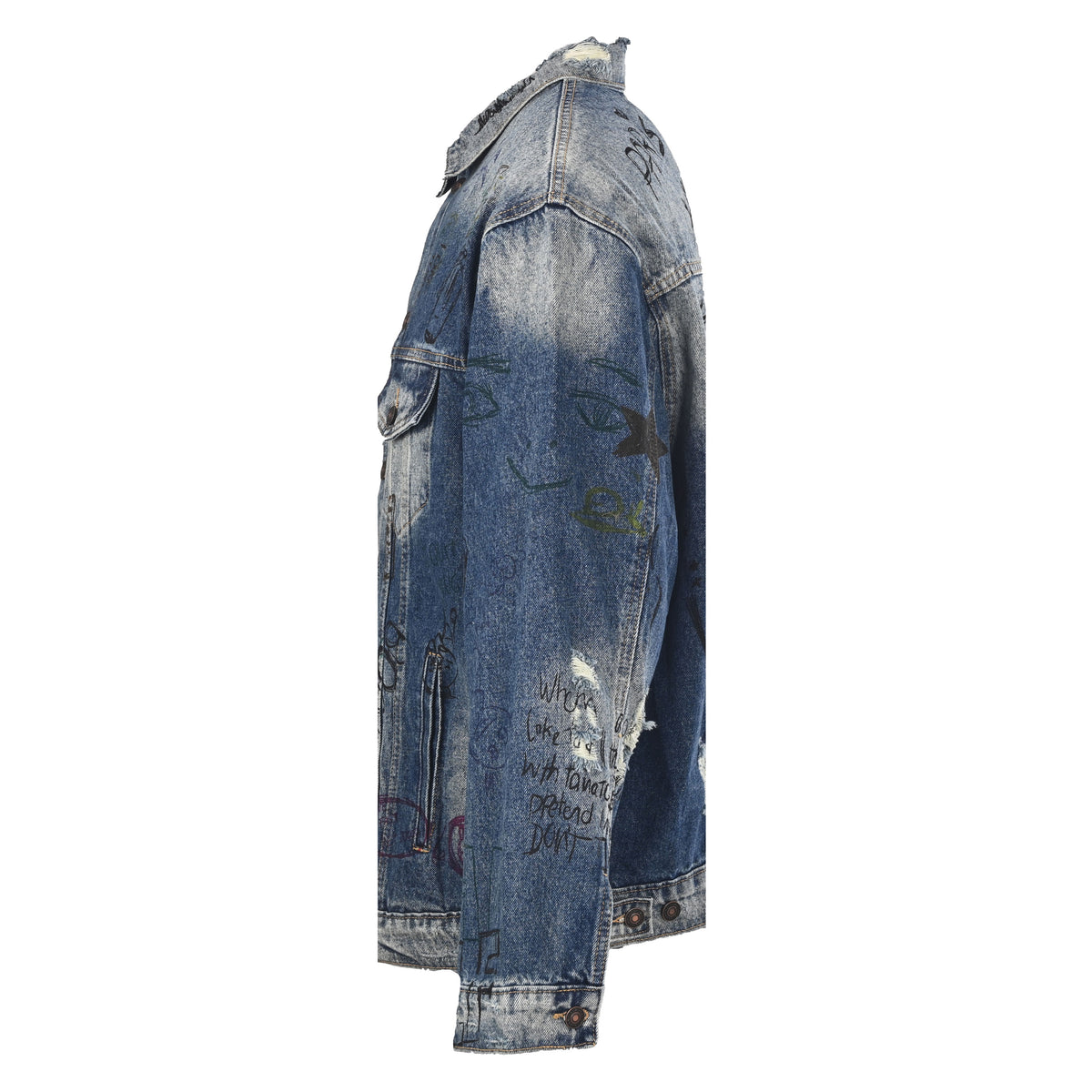 Balenciaga BLCG Hand-Painted Graffiti Washed Denim Jacket