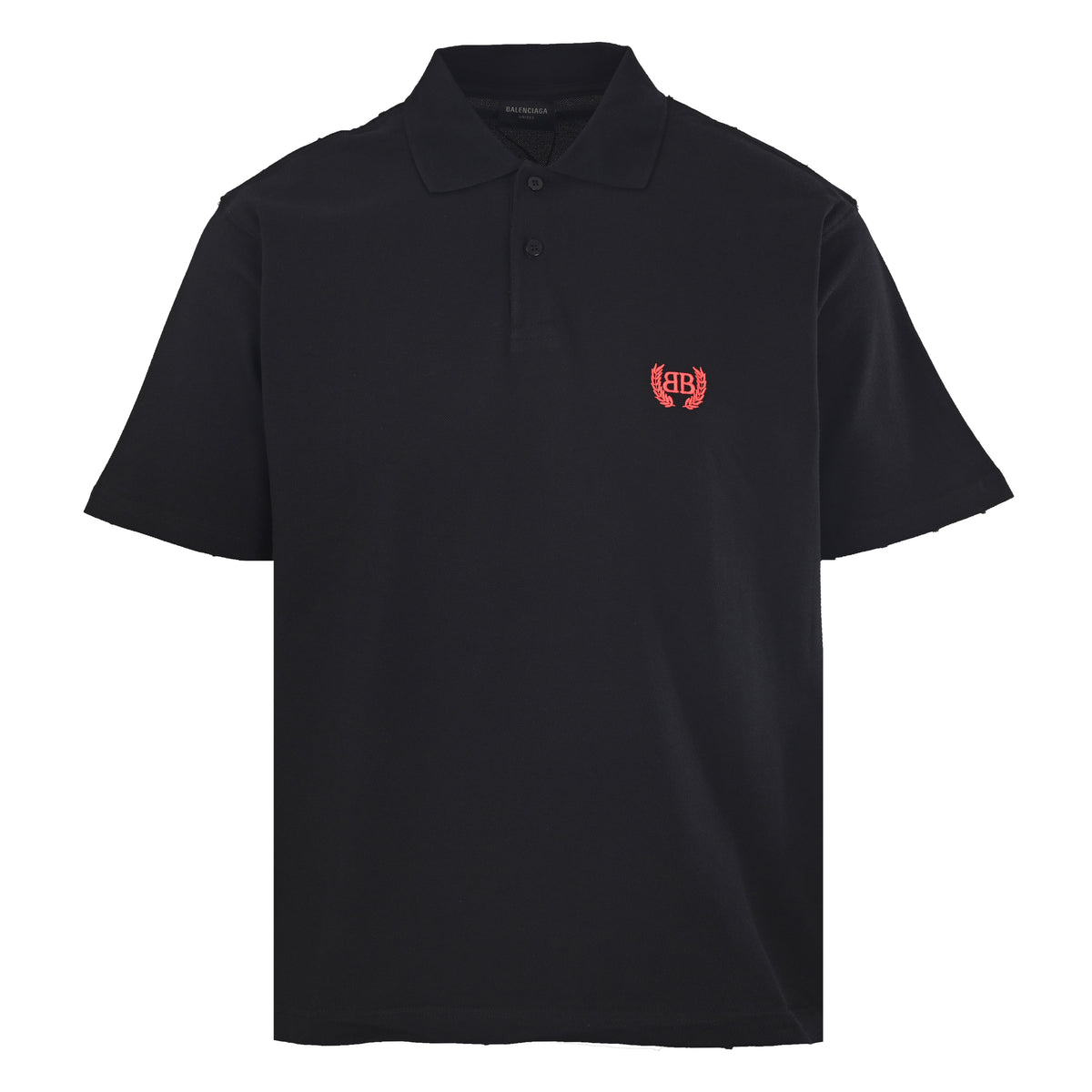 BALENCIAGA Red Wheat Embroidered Short Sleeve Polo Shirt
