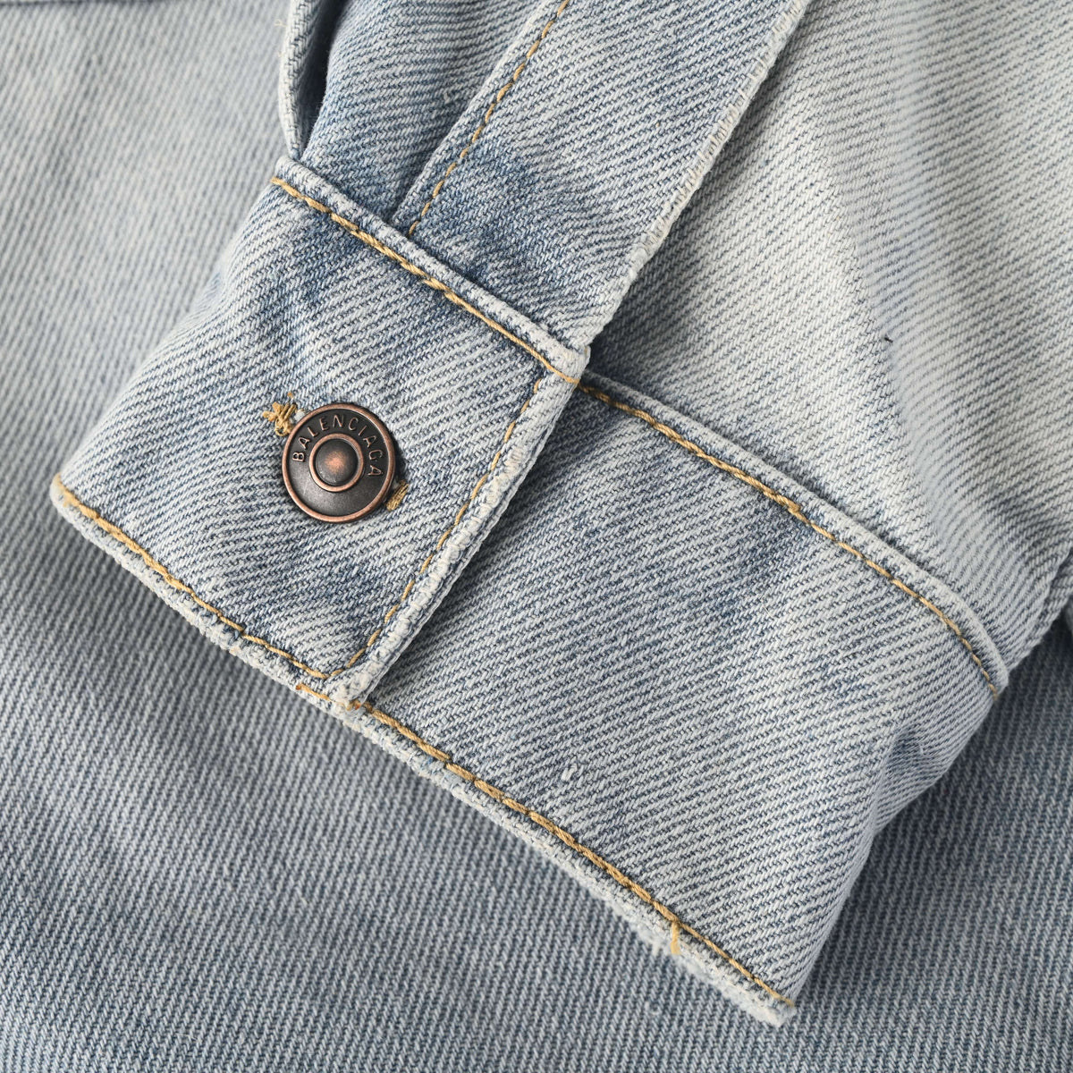 BALENCIAGA Light Blue Washed Denim Long Sleeve Shirt
