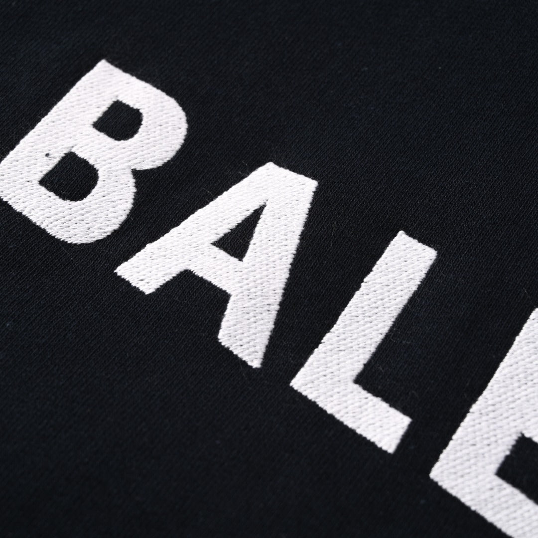 BALENCIAGA V-Neck Embroidered Lettering Hoodie
