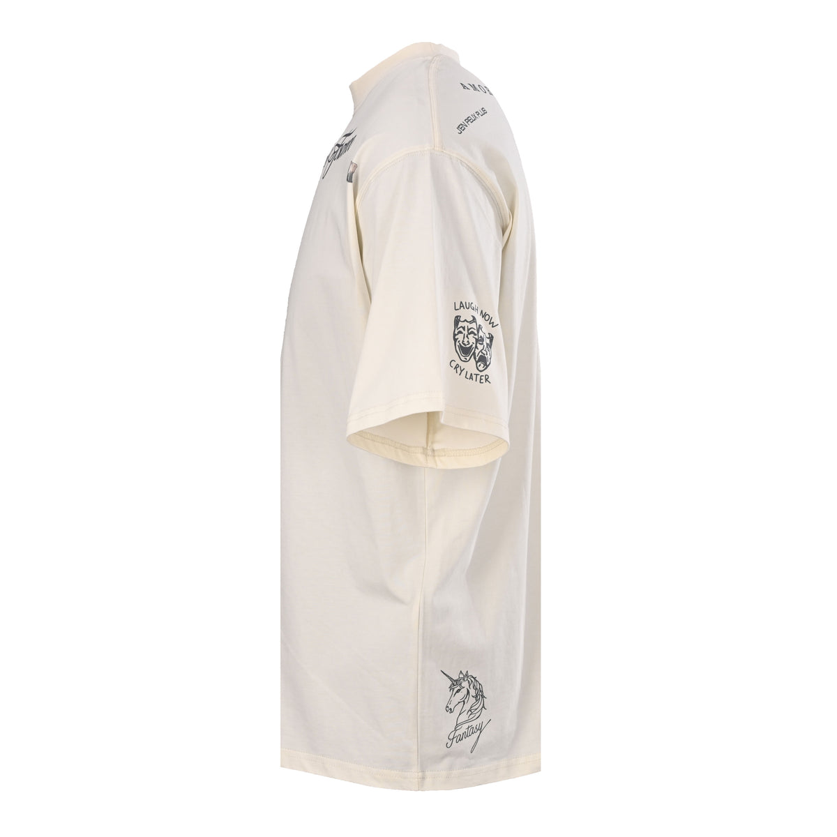 BALENCIAGA Rune Graphic Aged Spray-Effect Short Sleeve T-Shirt