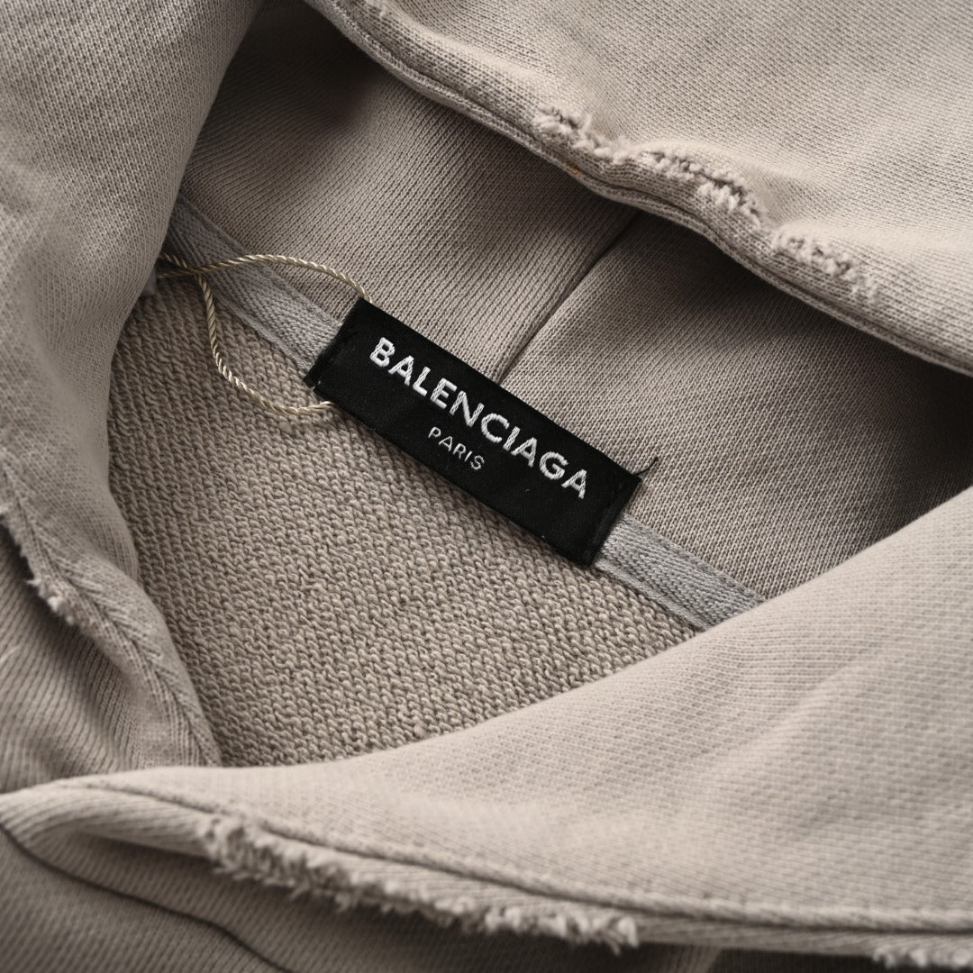 Balenciaga BB Logo Distressed Oversized Pullover Hoodie
