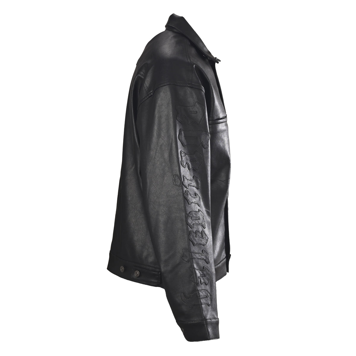 BALENCIAGA Leather Jacket with Sleeve Embroidery