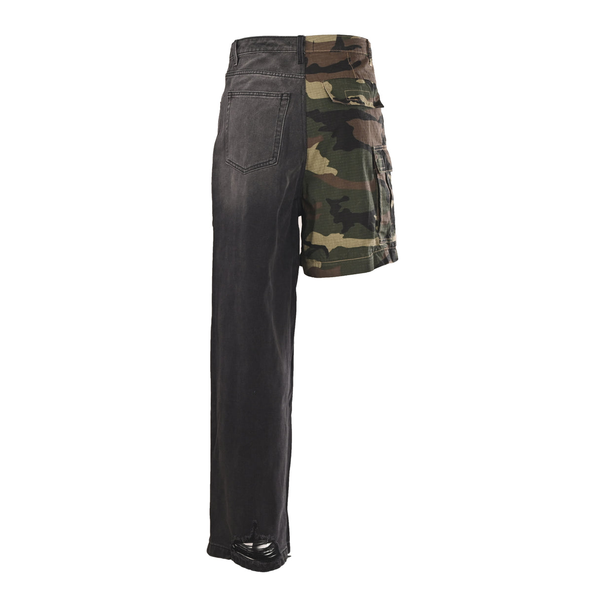 Balenciaga Camo & Denim Panelled Wide-Leg Cargo Pants