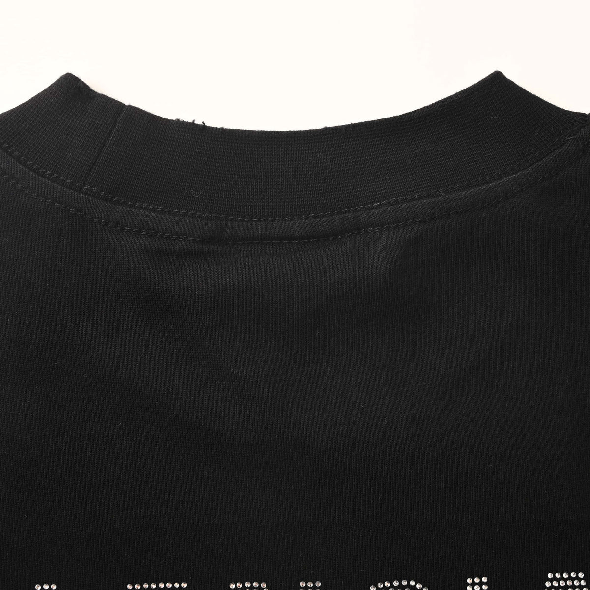 BALENCIAGA BLCG Front and Back Rhinestone Short Sleeve T-Shirt