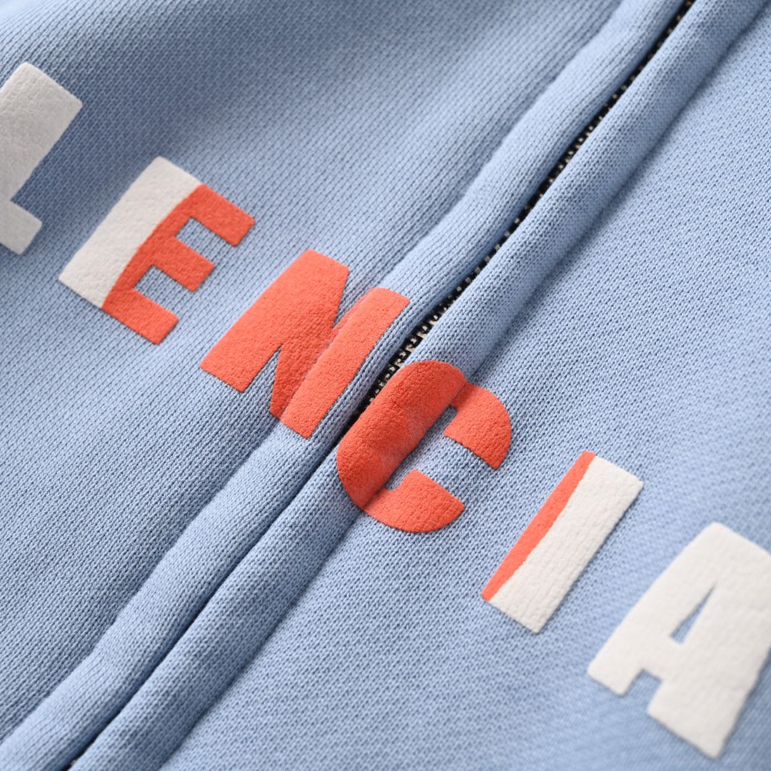 Balenciaga BLCG Distressed Multicolor Letter Embroidered Zip-Up Jacket