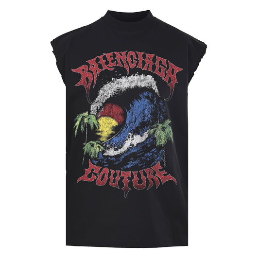 BALENCIAGA Hawaiian Palm Tree Graphic Tank Top