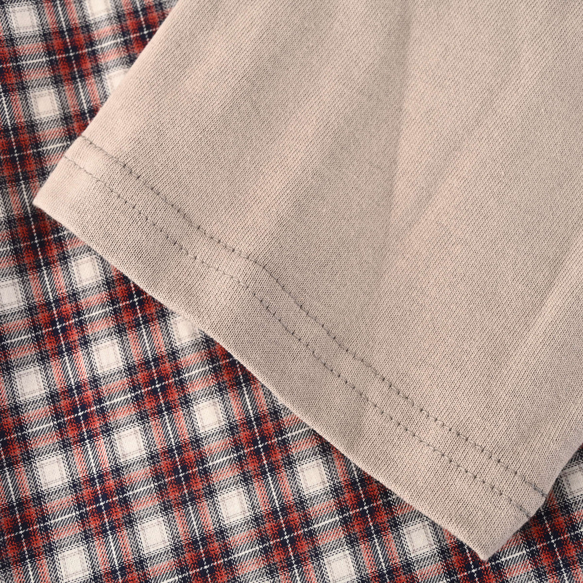 BALENCIAGA Red Check Layered-Look Short Sleeve Shirt