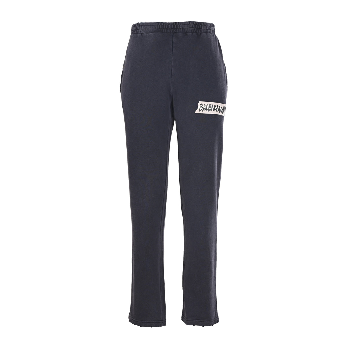 BALENCIAGA BLCG Distressed Tape-Effect Letter Print Pants