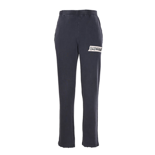 BALENCIAGA BLCG Distressed Tape-Effect Letter Print Pants