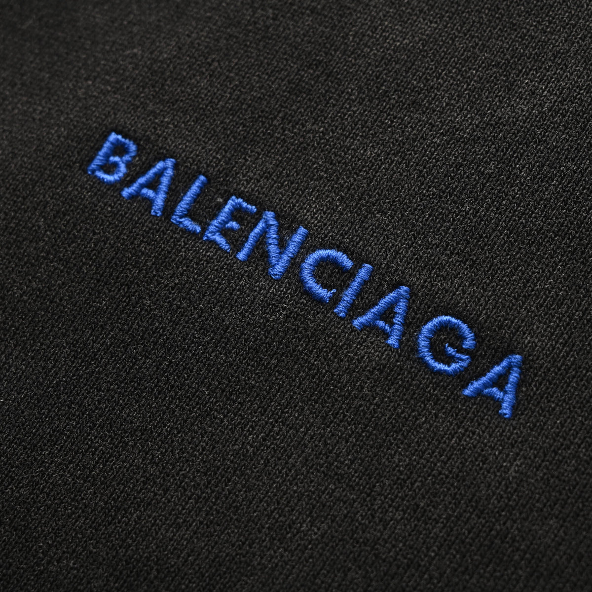 Balenciaga BLCG Blue Embroidered Washed Black Heavyweight Hoodie