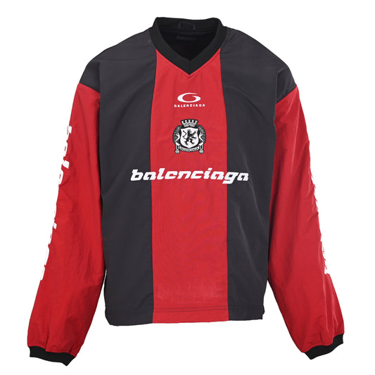 BALENCIAGA BLCG Nylon Long Sleeve T-Shirt with Black and Red Logo Detailing