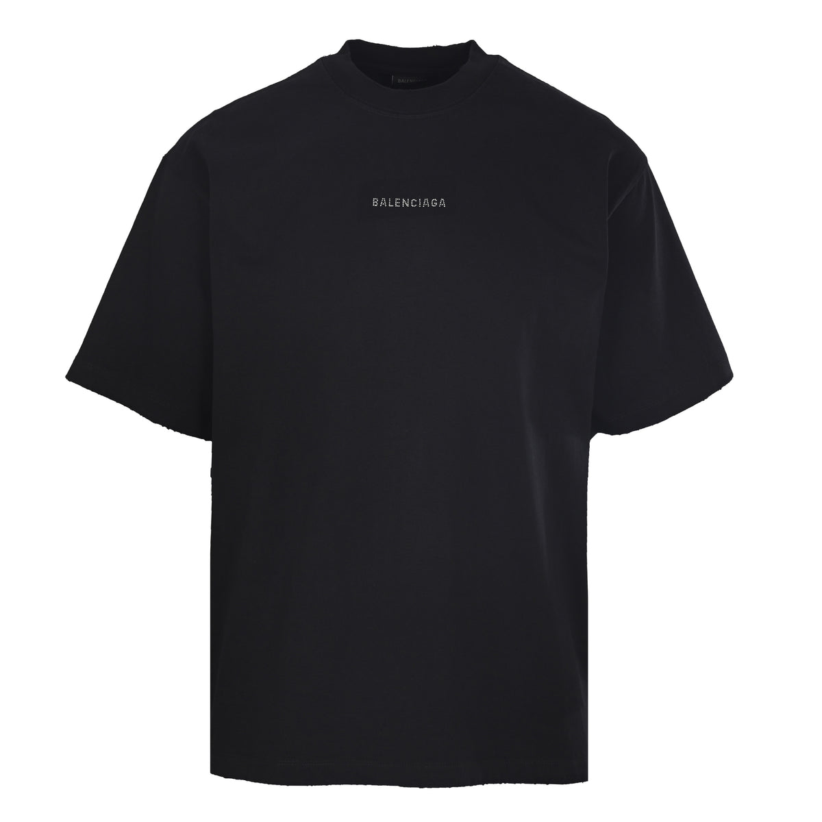 BALENCIAGA BLCG Front and Back Rhinestone Short Sleeve T-Shirt