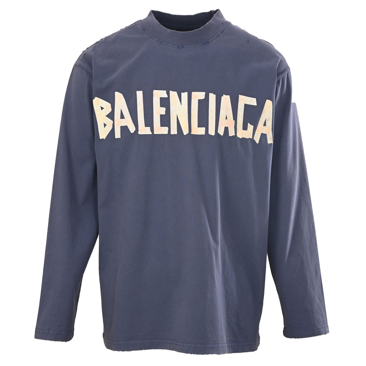 Balenciaga Tape Logo Washed Long Sleeve T-Shirt – Unisex