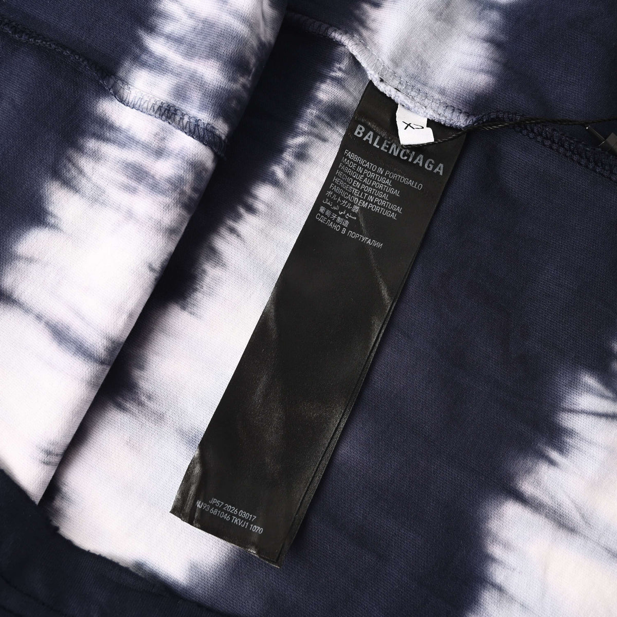 BALENCIAGA Tie-Dye Tape Motif Short Sleeve T-Shirt