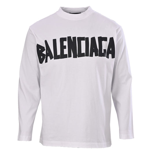 Balenciaga BLCG Washed Distressed Tape Graphic Long-Sleeve T-Shirt