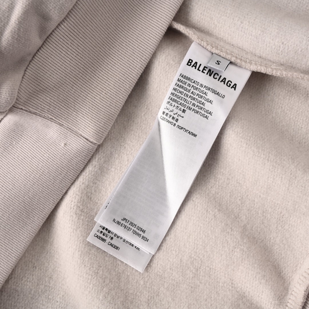 BALENCIAGA V-Neck Embroidered Lettering Hoodie