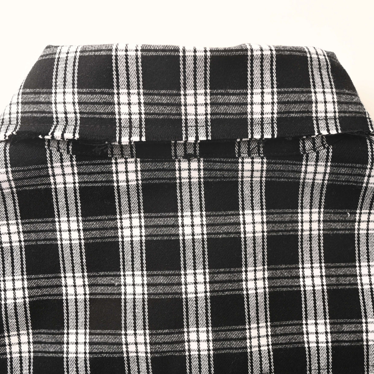 BALENCIAGA Black & White Check Distressed Frayed Long Sleeve Shirt